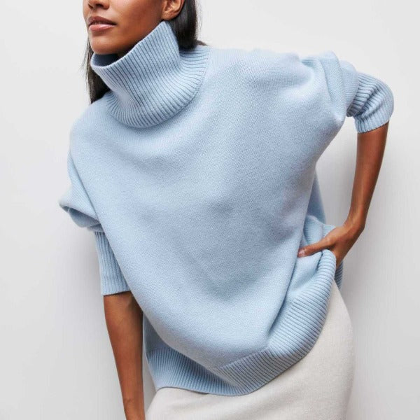 Jasmine | Chunky Knit Turtleneck Sweater Short Sleeve