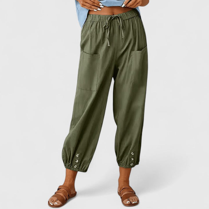Ashanti | Cropped Cotton Linen Pants with Pockets