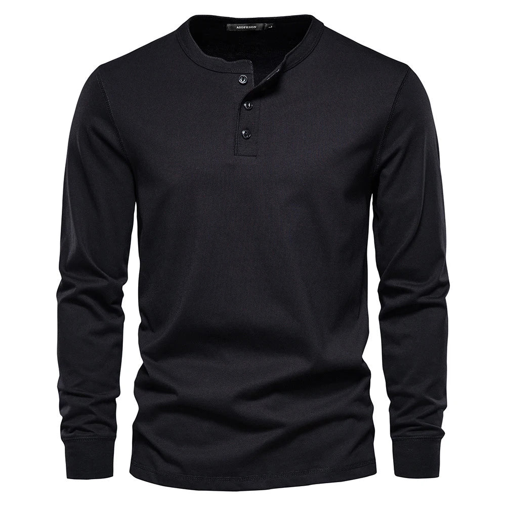 Dominic | Long-Sleeve Henley Button Shirt