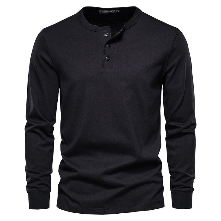 Dominic | Long-Sleeve Henley Button Shirt