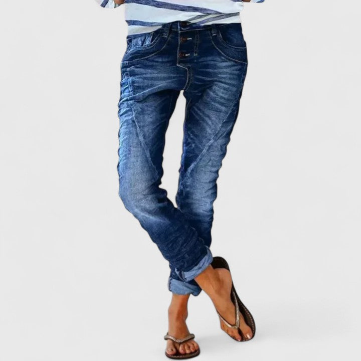 Ursula | Distressed Acid Wash Jeans Tapered Fit