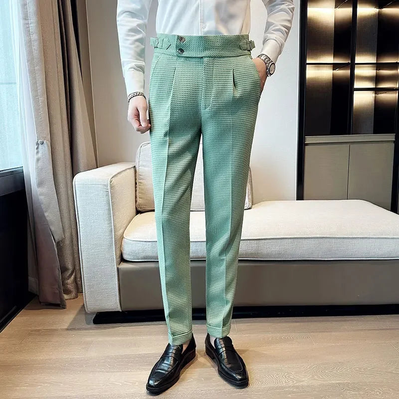 Soren | Textured Pleat Front Trousers