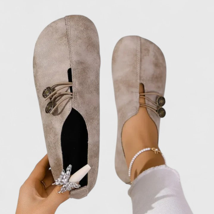 Meena | Button Strap Flat Loafers