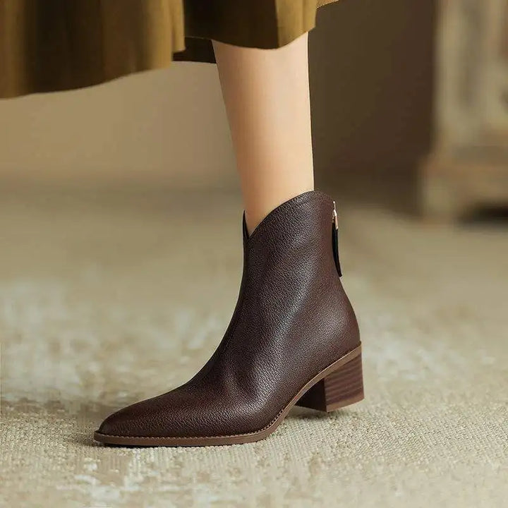 Angelina | Pointed Toe Block Heel Ankle Boots