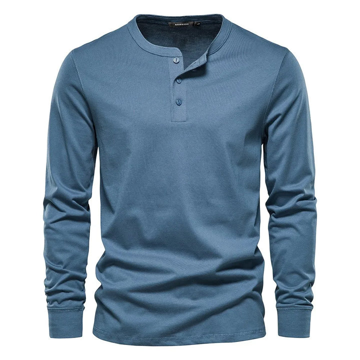 Dominic | Long-Sleeve Henley Button Shirt