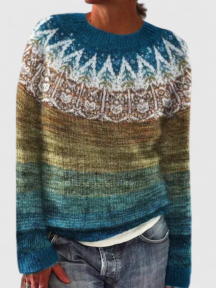 Minah | Fair Isle Crew Neck Pullover Sweater