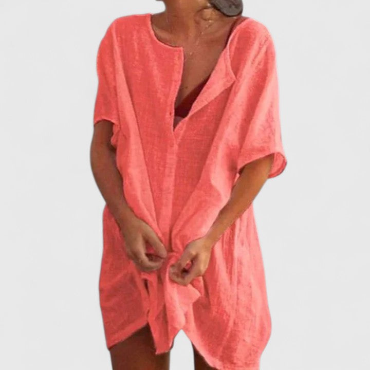 Cleopatraea | Linen Tunic Shirt Dress Short Sleeve