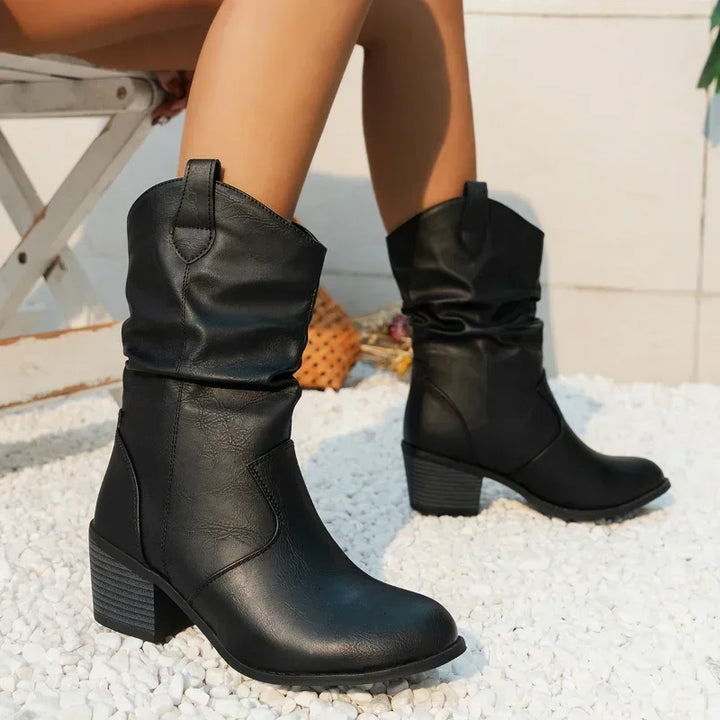Veronica | Slouchy Block Heel Western Boots