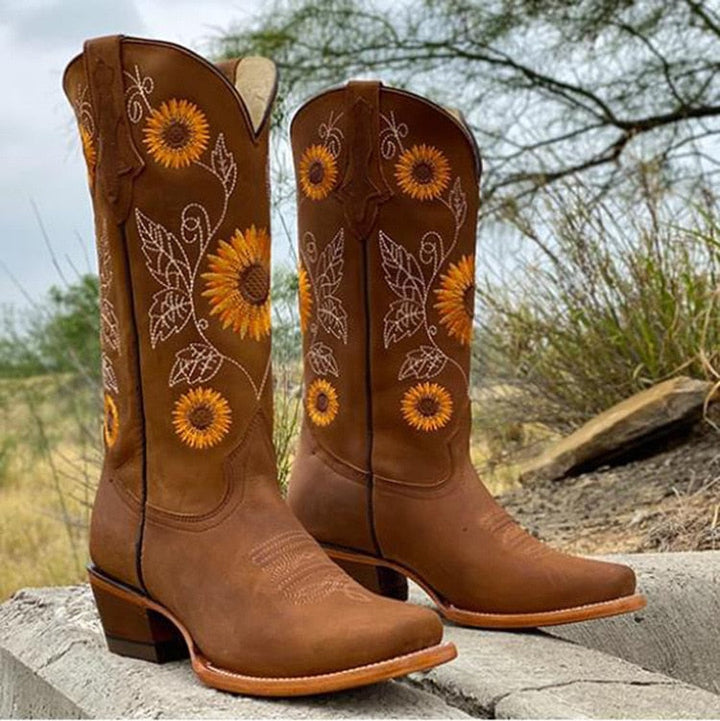 Delia | Western Knee-High Stitched Boots