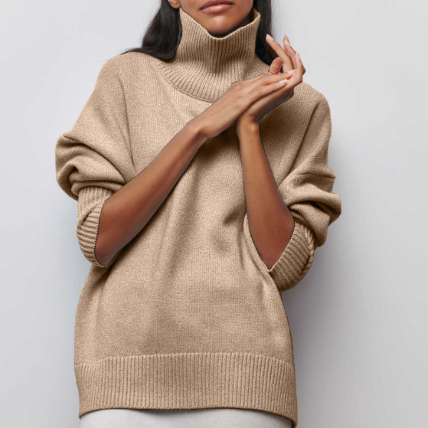 Jasmine | Chunky Knit Turtleneck Sweater Short Sleeve