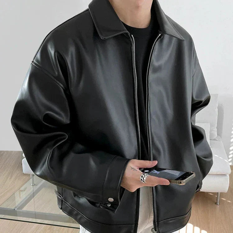 Cade | Oversized Leather Bomber Jacket