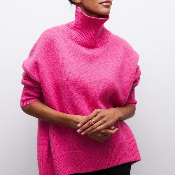 Jasmine | Chunky Knit Turtleneck Sweater Short Sleeve