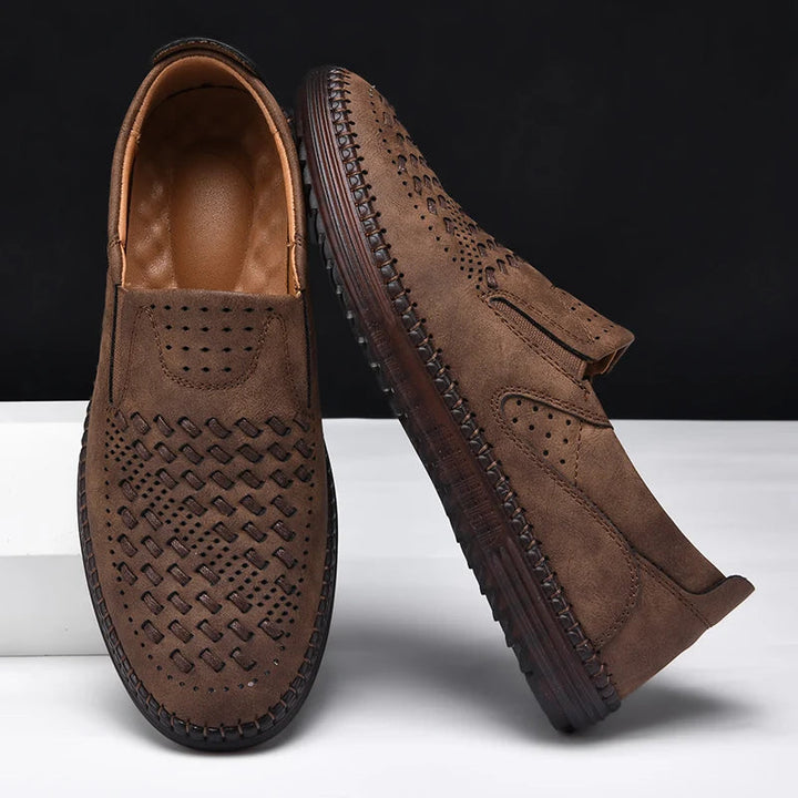 Aaron | Perforated Textured Slip-On Loafers