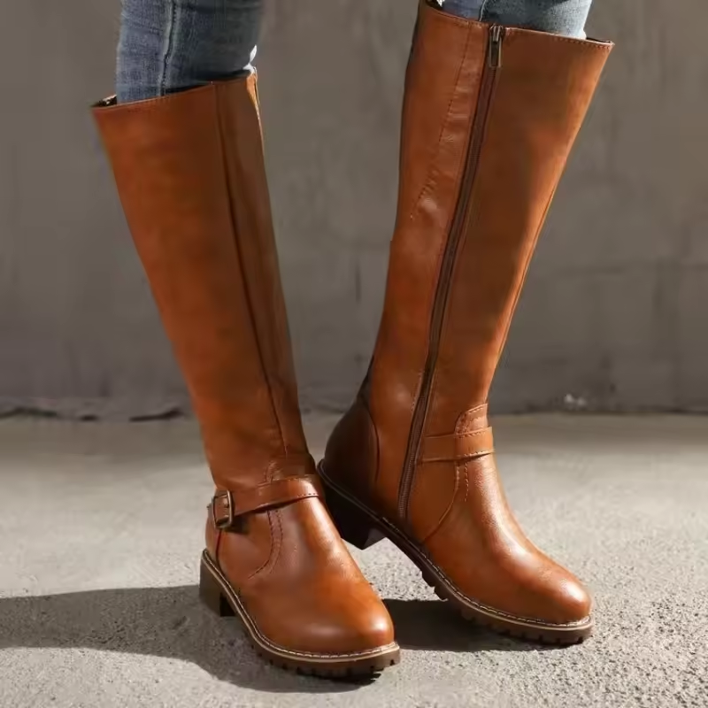 Luisa | Knee High Buckle Strap Boots