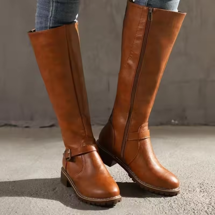 Luisa | Knee High Buckle Strap Boots
