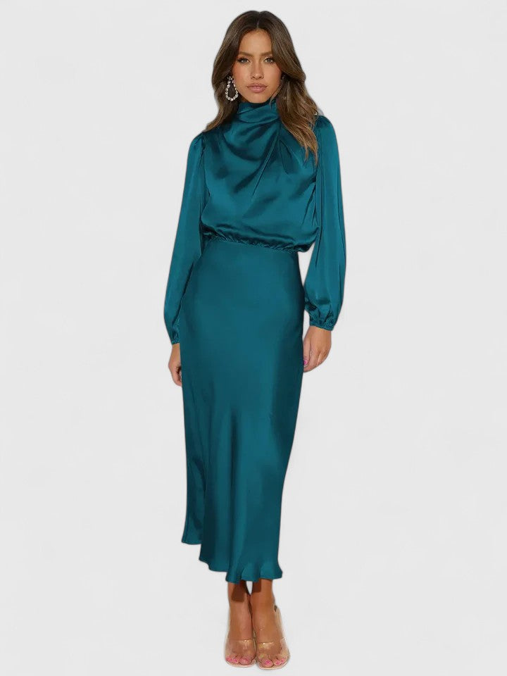 Liesel-Rose | Satin High Neck Maxi Dress