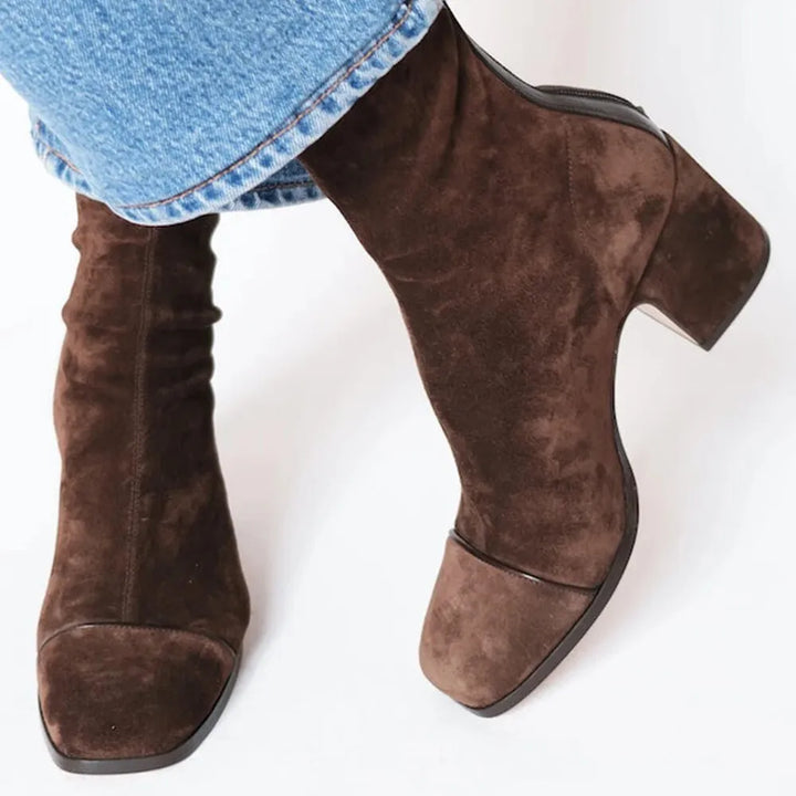 Heloise | Suede Ankle Boots with Block Heel