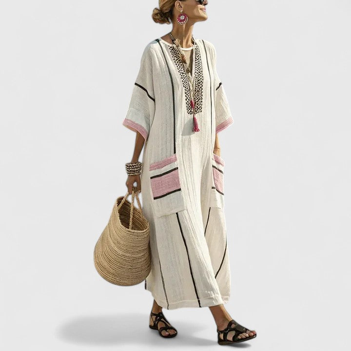 Indigo | Embroidered Bohemian Caftan Maxi Dress