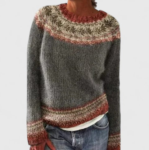 Minah | Fair Isle Crew Neck Pullover Sweater