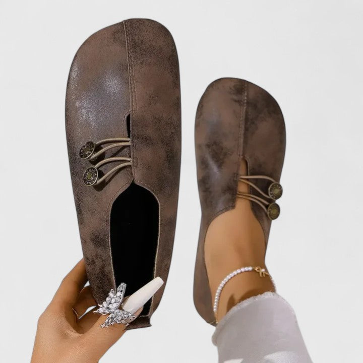 Meena | Button Strap Flat Loafers