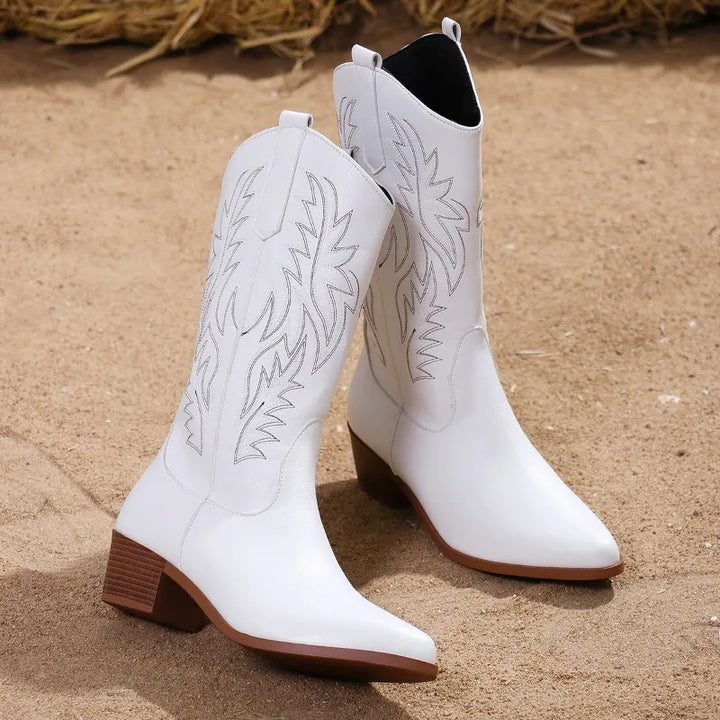 Xaviera | Embroidered Mid-Calf Western Boots