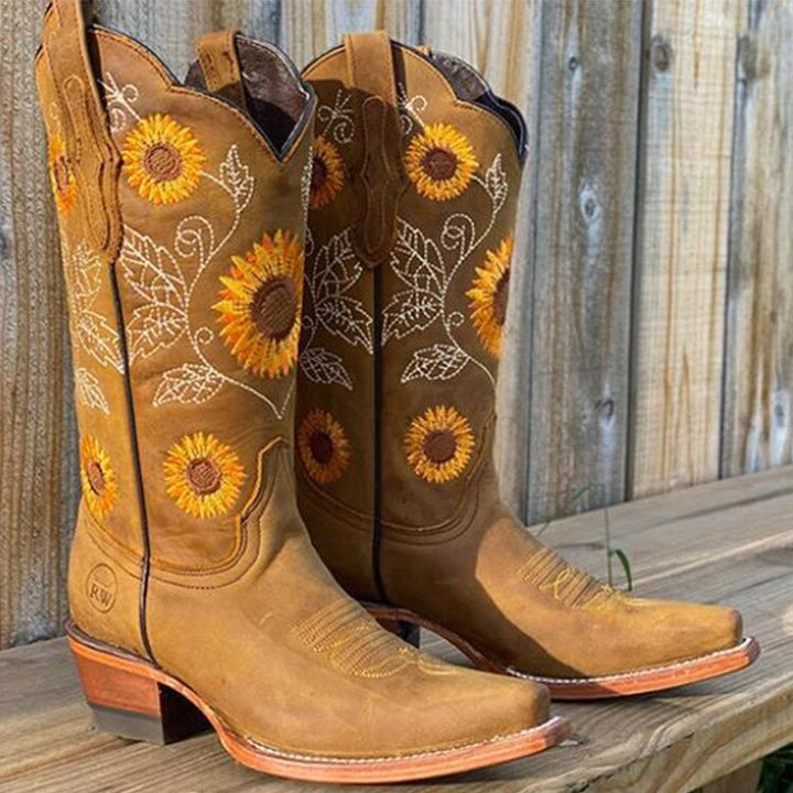 Delia | Western Knee-High Stitched Boots