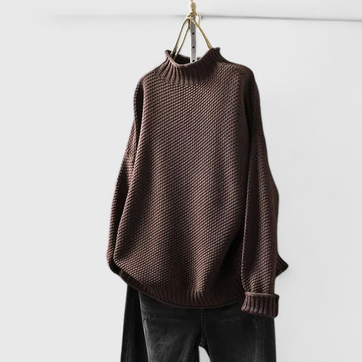 Azul | Chunky Knit Turtleneck Sweater with Seed Stitch