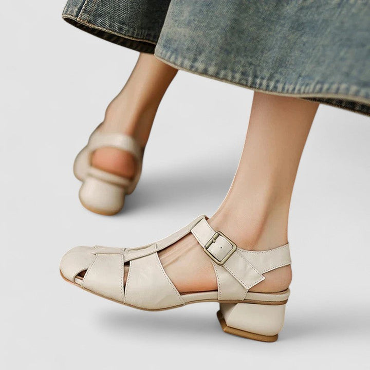 Narcissa | Closed-Toe Fisherman Sandals with Block Heel