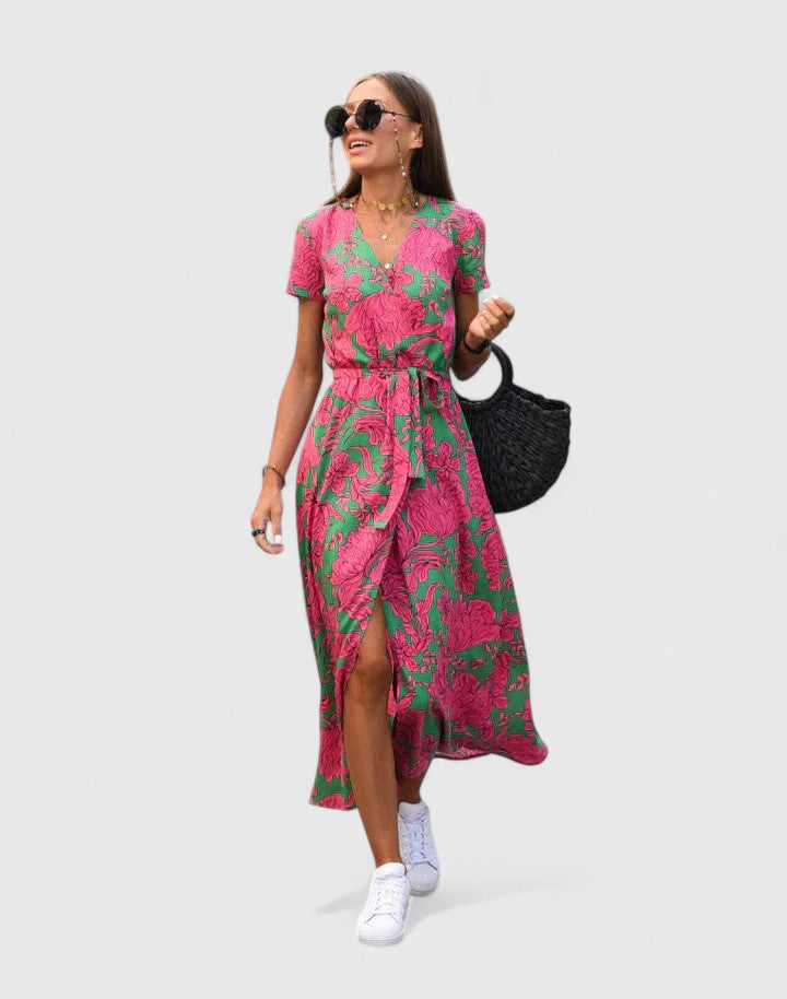 Antonina-Rose | Polka Dot Wrap Maxi Dress V-Neck