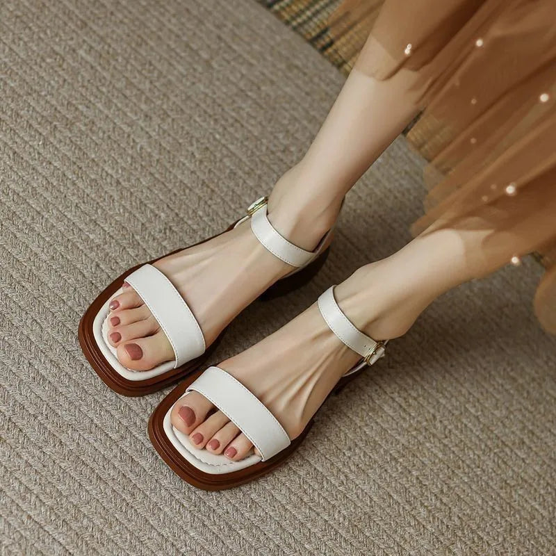 Charlie | Double Strap Platform Sandals with Ankle Buckle
