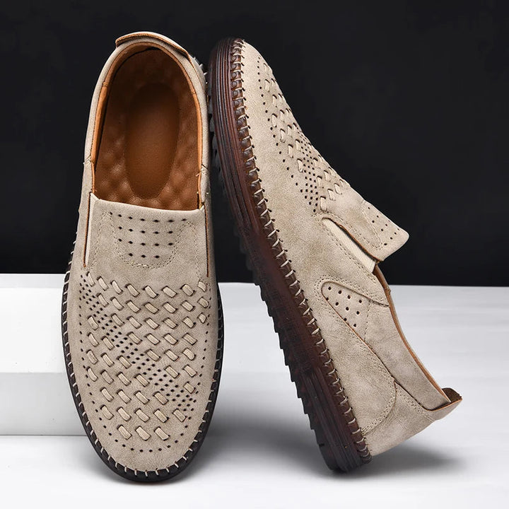 Aaron | Perforated Textured Slip-On Loafers
