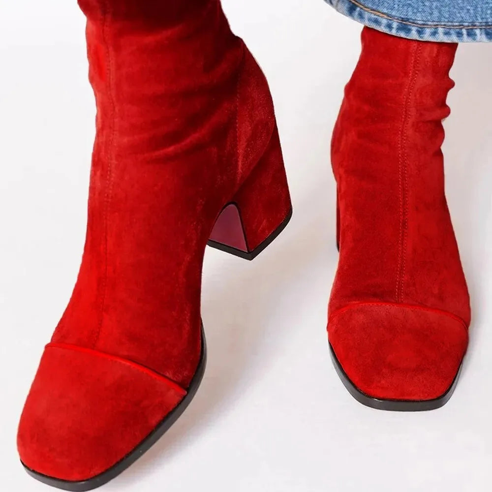 Heloise | Suede Ankle Boots with Block Heel