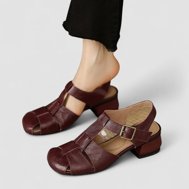 Narcissa | Closed-Toe Fisherman Sandals with Block Heel