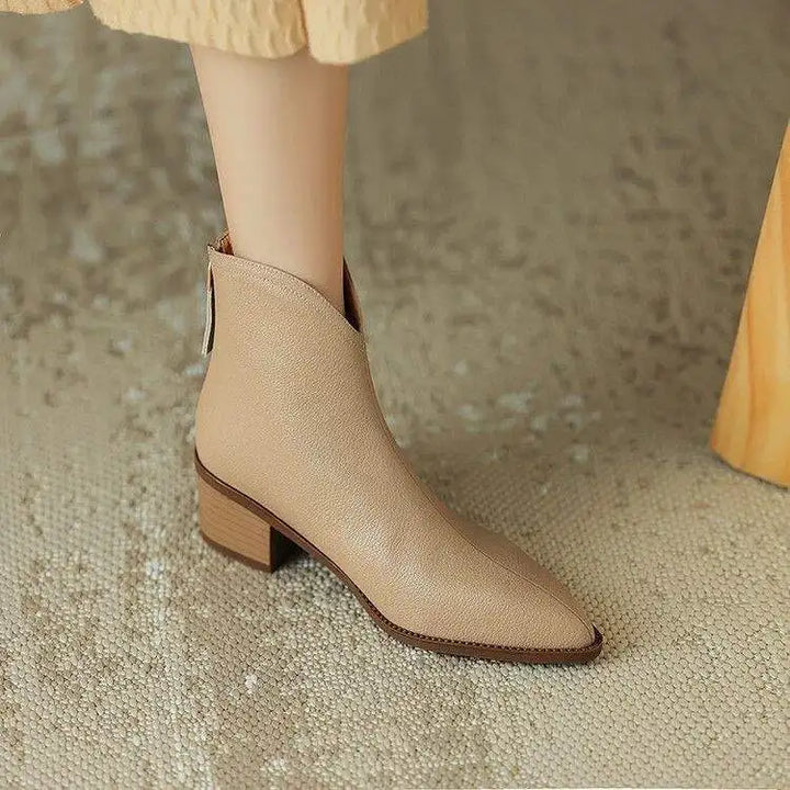 Angelina | Pointed Toe Block Heel Ankle Boots