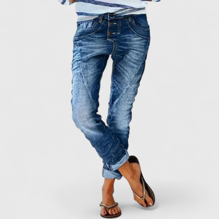 Ursula | Distressed Acid Wash Jeans Tapered Fit