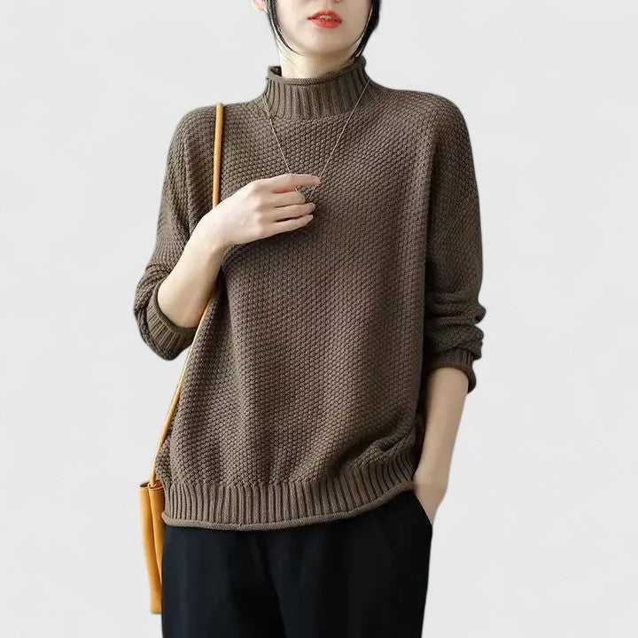 Azul | Chunky Knit Turtleneck Sweater with Seed Stitch