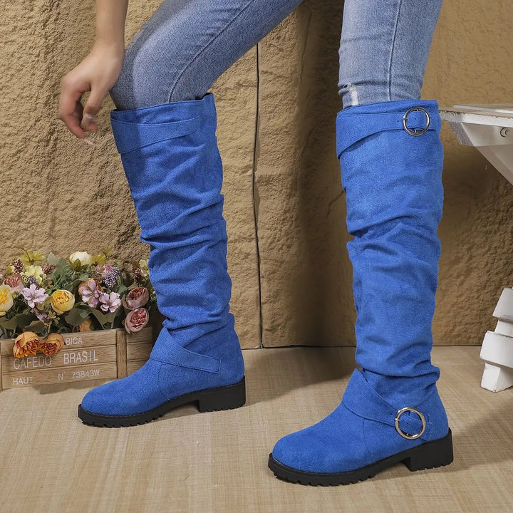 Leandra | Slouchy Knee High Boots with Buckle