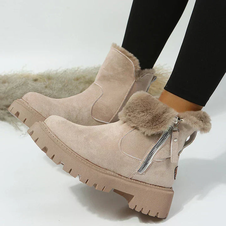 Millicent | Suede Faux Fur Boots with Side Zip