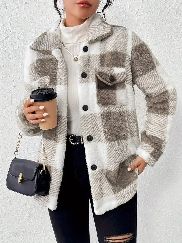 Sibylla | Plaid Fleece Jacket with Button Front