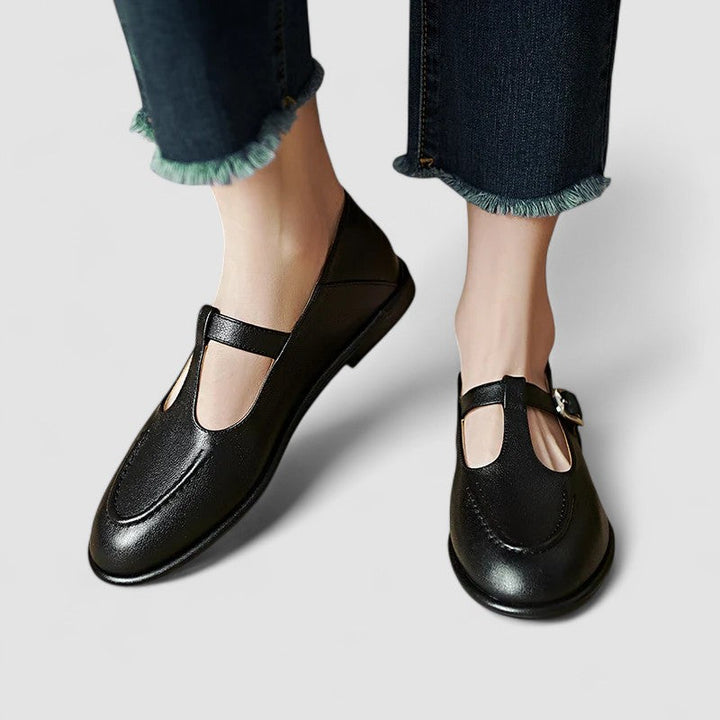 Vada | T-Strap Mary Jane Flats with Buckle