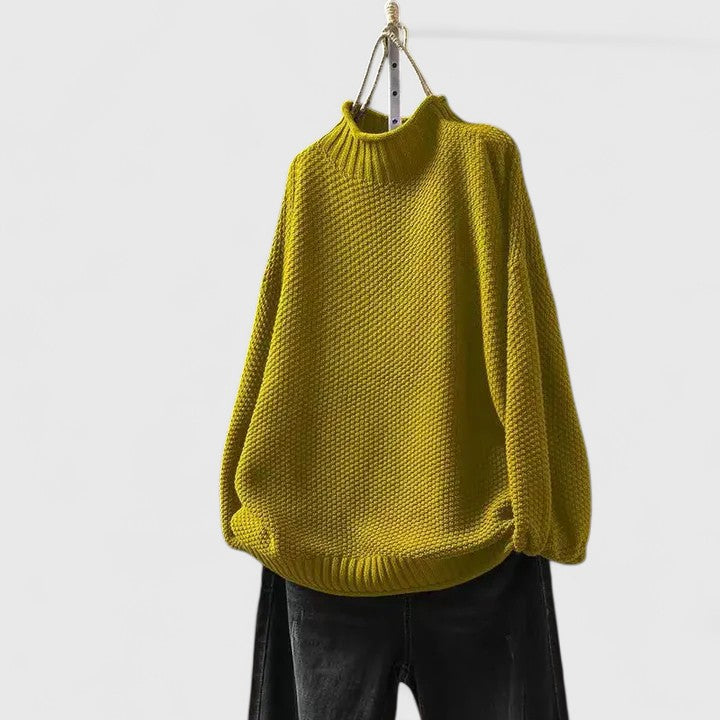 Azul | Chunky Knit Turtleneck Sweater with Seed Stitch