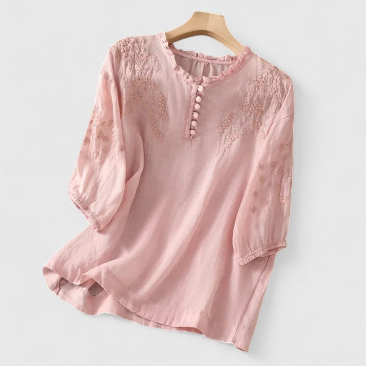 Keita | Embroidered 3/4 Sleeve Blouse for Women