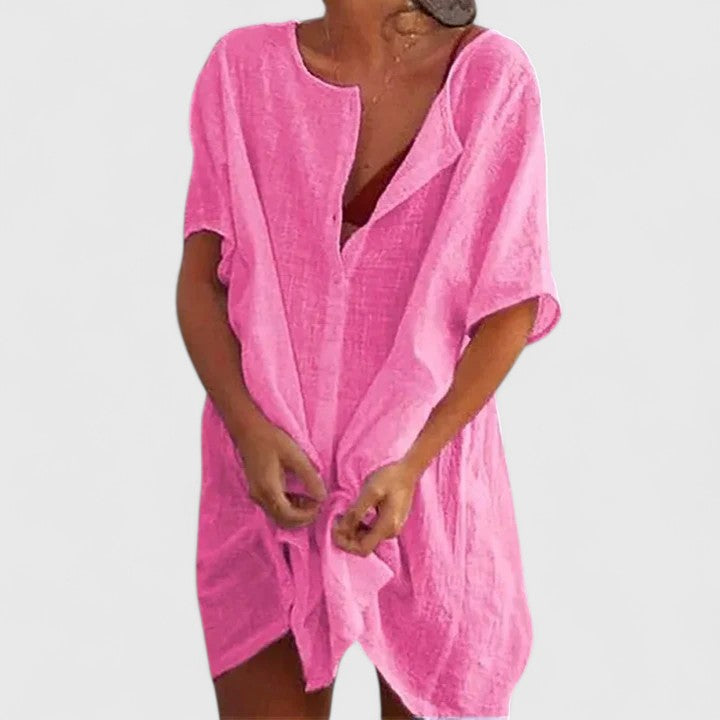 Cleopatraea | Linen Tunic Shirt Dress Short Sleeve
