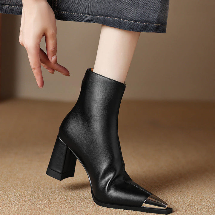 Marjolein | Casual Pointed Toe Block Heel Ankle Boots