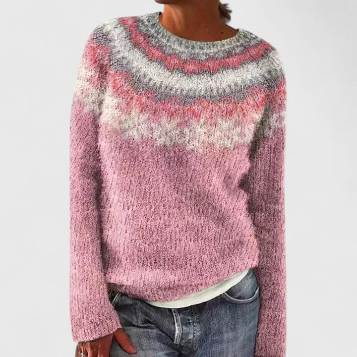 Minah | Fair Isle Crew Neck Pullover Sweater