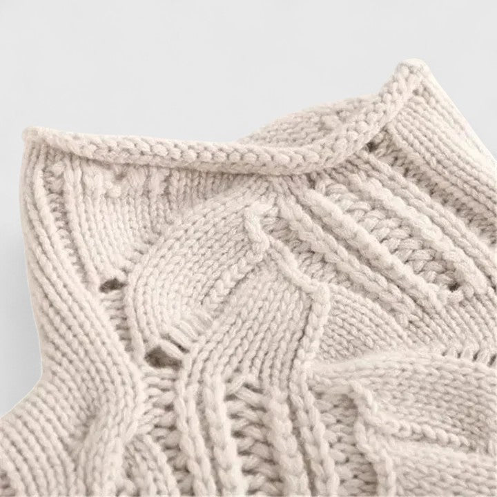 Pansy | Chunky Cable Knit Sweater with Turtleneck