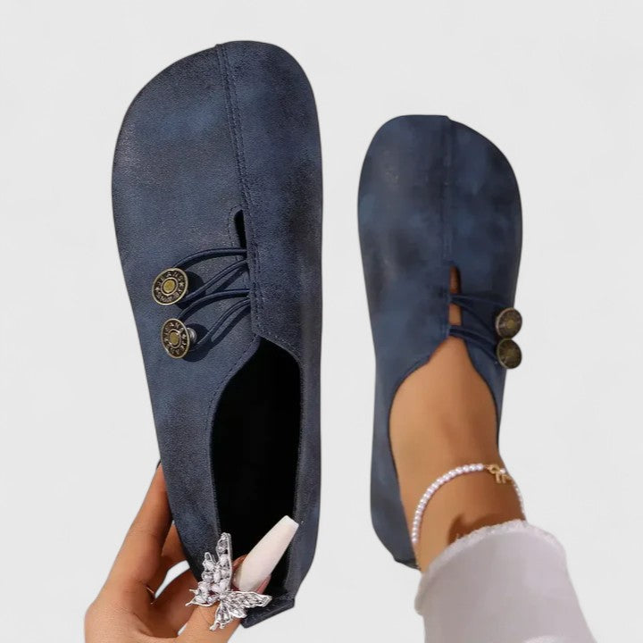Meena | Button Strap Flat Loafers