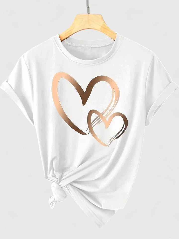 Onella | Heart Print Graphic Tee Short Sleeve