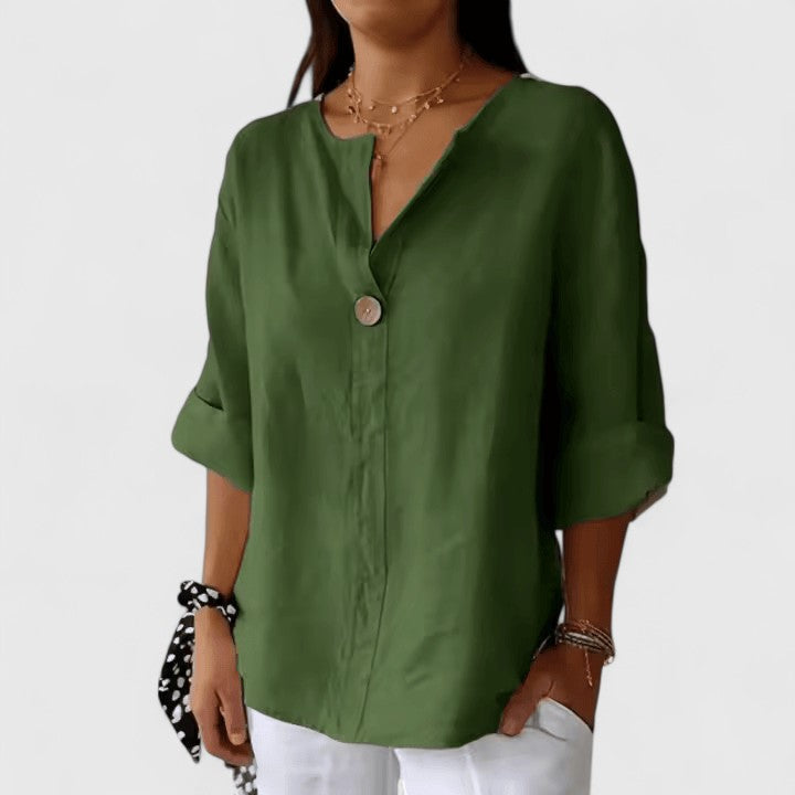 Missy | Loose V-Neck Blouse with Button Detail