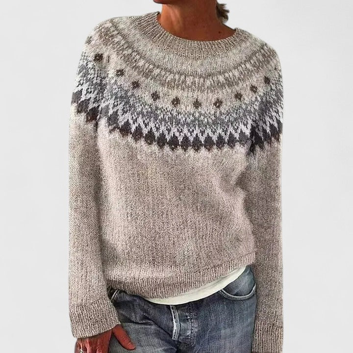Minah | Fair Isle Crew Neck Pullover Sweater